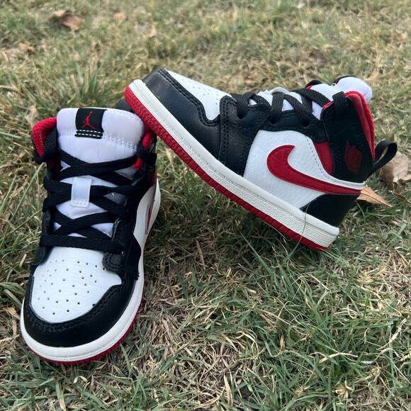 Nike Air Jordan 1 Mid TD 'White Black  640735-122 Toddler Size 7C (1MS) - Picture 3 of 7